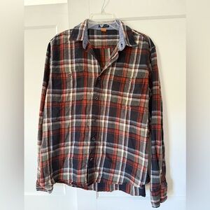 Men’s Tailor Vintage Orange & Grey Flannel sz L Outdoor Ranch Normcore Work